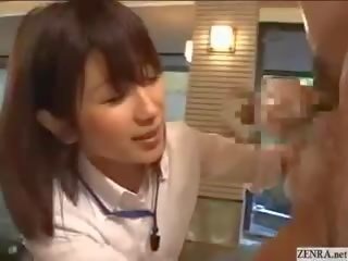 Shy Japanese Employee Gives Out Handjobs At terrific Spring