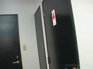 Asian Teen honey movs Twat While Pissing In A Toilet