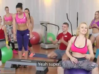 Fitness Rooms Big boobs babes suck and fuck teachers member before orgasm