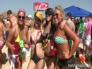 Watch these tremendous girls flash their charming tits during a wonderful party.