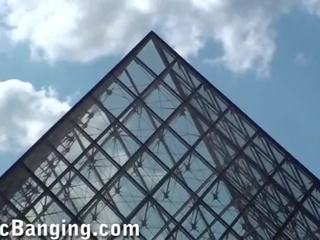 Super public dirty video threesome in Louvre Paris in broad daylight part two