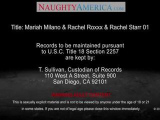Elite brunettes Mariah Milano, Rachel Roxxx and Rachel Starr fuck a dude adult clip clips